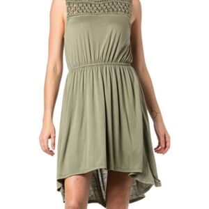 Miss Me Olive Taupe Macrame Boho Dress Small
